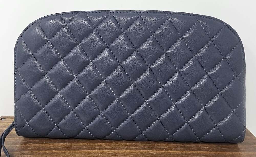HOBO Cole Navy Blue Quilted Soft Hide Leather Classic Clutch XLarge Wallet